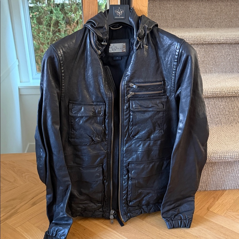 MACKAGE Men's Black Leather Jacket